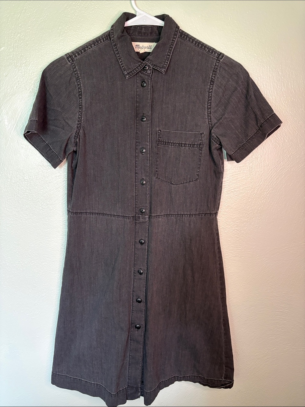 Madewell Washed Black Short-Sleeve Denim Shirt Dress